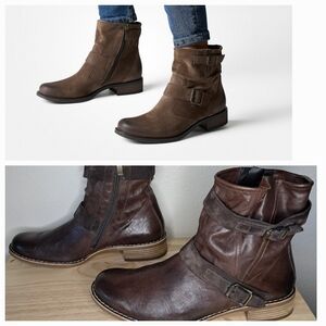 Paul Green Brown Distressed Ankle Booties